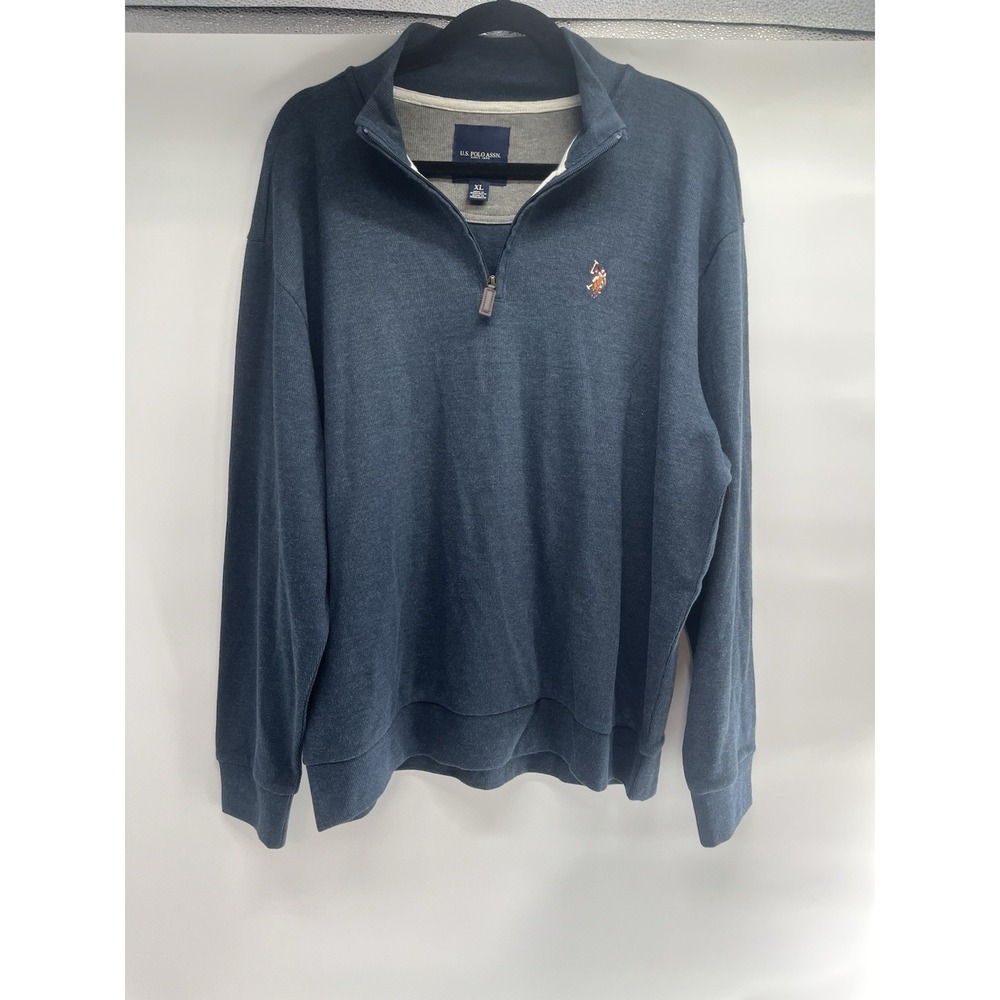 US‎ Polo Assn Quarter Zip Flatback Pullover Navy Blue Sweater XL
